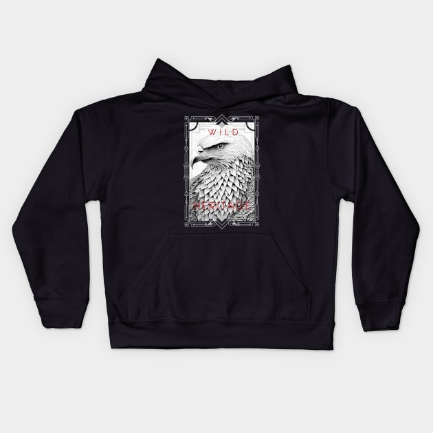 Eagle Bald Eagle Wild Nature Illustration Line Epic Illustration Line Art Kids Hoodie by Cubebox